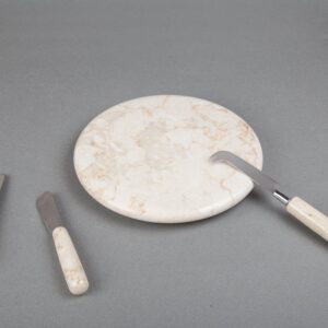 Creative Home Genuine Champagne Marble 8" Round Trivet, Cheese Serving Board,Beige