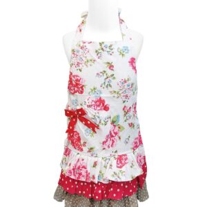 Wrapables Mother and Daughter Ruffles and Roses Apron for Baking, Cooking & Crafts, Mommy & Me Set