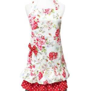 Wrapables Mother and Daughter Ruffles and Roses Apron for Baking, Cooking & Crafts, Mommy & Me Set