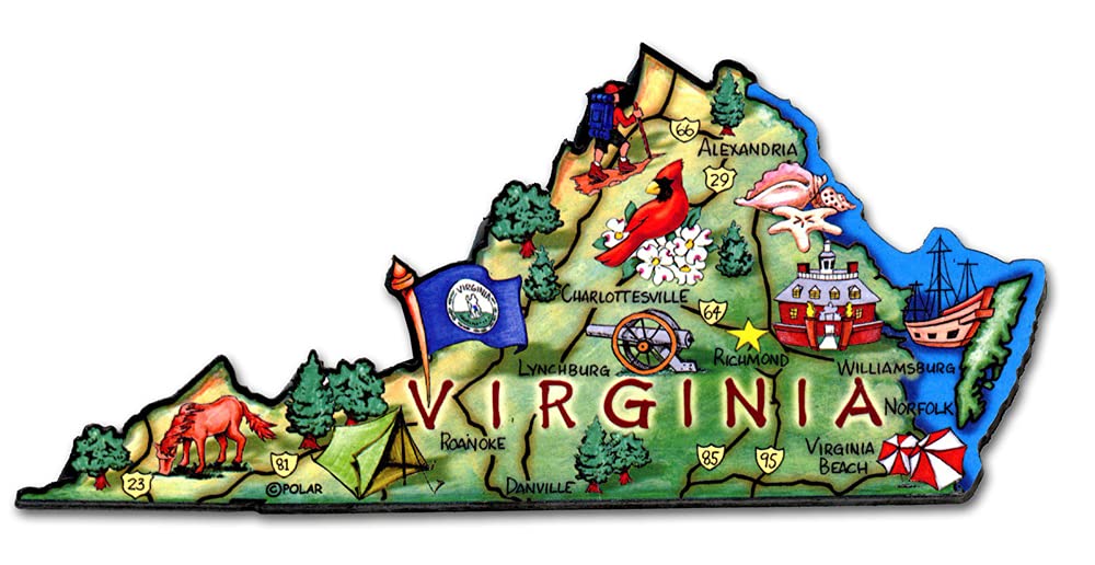 Virginia Artwood State Magnet Collectible Souvenir by Classic Magnets