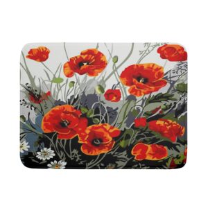 poppy dish drying mat 18x24 inch for kitchen vintage red orange floral dish drying pad oil painting flower dish drainer mats absorbent microfiber protector for countertop coffee bar