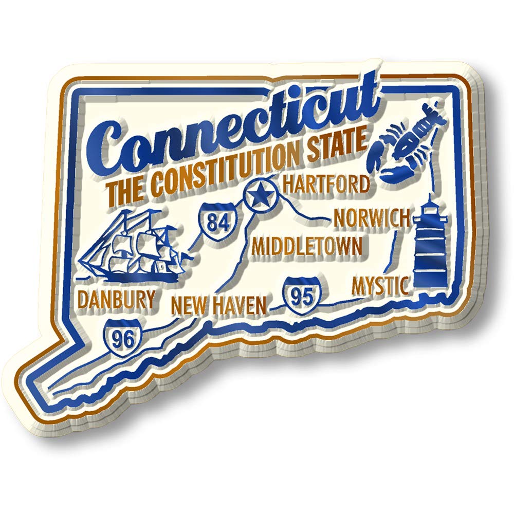 Connecticut Premium State Magnet by Classic Magnets, 2.6" x 2", Collectible Souvenirs Made in The USA