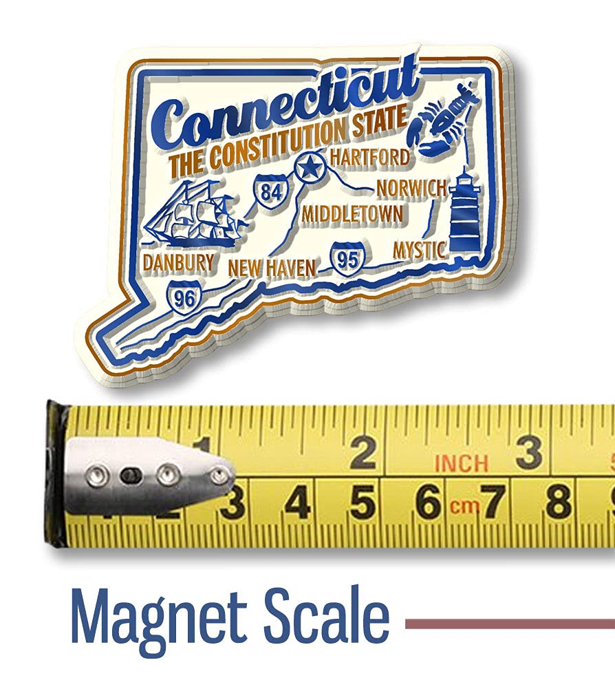 Connecticut Premium State Magnet by Classic Magnets, 2.6" x 2", Collectible Souvenirs Made in The USA