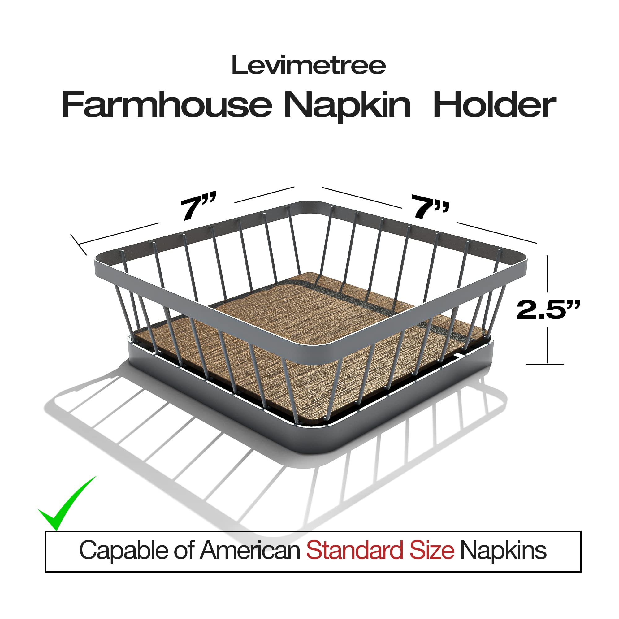 LEVIMETREE Napkin Holder for Kitchen Tables & Countertops, Farmhouse Napkin Holders for Kitchen, Kitchen Napkin Dispenser, Sturdy Steel Rustic Kitchen & Dining Room Décor Perfect for Outdoor Events