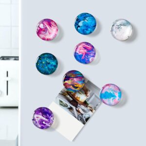 12PCS Fridge Magnets Round Glass Refrigerator Magnets Calendar Magnetic Sticker Decorations Whiteboards Magnets Set for Office and Kitchen（Marbling）