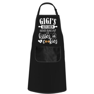 pofull gigi cooking gift gigi kitchen apron gigi's kitchen never runs out of kisses and cookies (gigi's kitchen apron)