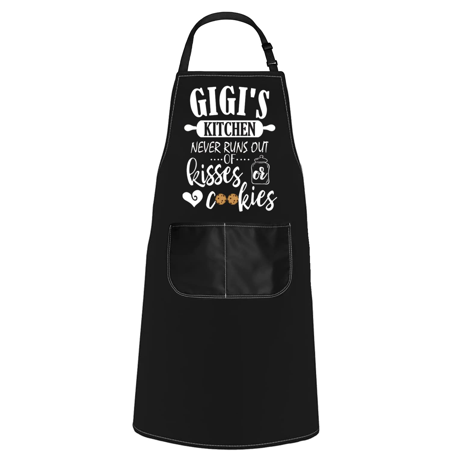 POFULL Gigi Cooking Gift Gigi Kitchen Apron Gigi's Kitchen Never Runs Out Of Kisses and Cookies (Gigi's Kitchen Apron)