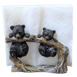 bear cubs hanging on tree branch decorative napkin holder (mail holder)