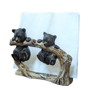 Bear Cubs Hanging on Tree Branch Decorative Napkin Holder (Mail Holder)