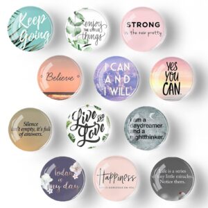 12 pieces inspirational fridge magnets - glass magnets for refrigerator, motivational quote magnets decorative magnets for fridge office cabinets whiteboards photo