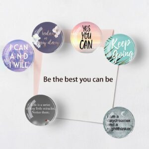 12 Pieces Inspirational Fridge Magnets - Glass Magnets for Refrigerator, Motivational Quote Magnets Decorative Magnets for Fridge Office Cabinets Whiteboards Photo