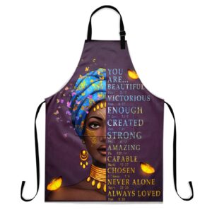 iagm aprons for women with pockets african art apron afro black women kitchen aprons adjustable neck for women chef bbq cooking gardening home waterproof oil proof 33x28inch