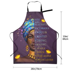 IAGM Aprons for Women with Pockets African Art Apron Afro Black Women Kitchen Aprons Adjustable Neck For Women Chef Bbq Cooking Gardening Home Waterproof Oil Proof 33x28inch