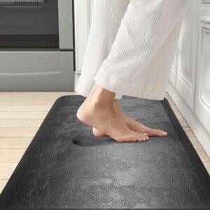 DEXI Kitchen Mat Cushioned Anti Fatigue Small Comfort Floor Runner Rug for Sink Standing Desk Office,3/4 Inch Thick Cushion 17"x24" Black