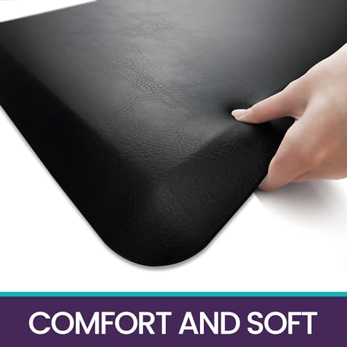 DEXI Kitchen Mat Cushioned Anti Fatigue Small Comfort Floor Runner Rug for Sink Standing Desk Office,3/4 Inch Thick Cushion 17"x24" Black