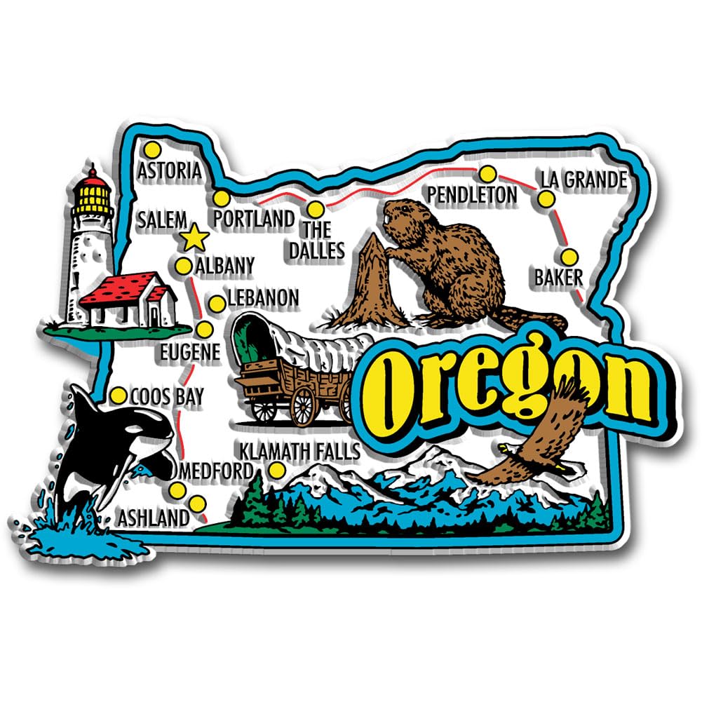 Oregon Jumbo State Magnet by Classic Magnets, 4" x 2.6", Collectible Souvenirs Made in The USA