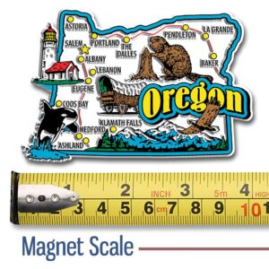 Oregon Jumbo State Magnet by Classic Magnets, 4" x 2.6", Collectible Souvenirs Made in The USA