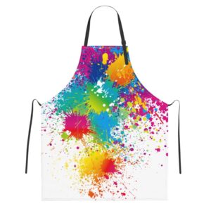echoserein colorful splash painter artist apron adjustable bib aprons with 2 pockets for men women chef waterproof decorative for kitchen cooking bbq grilling