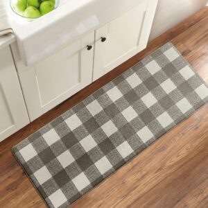 elrene home fashions farmhouse living rustic comfort anti-fatigue kitchen mat, 18" x 48", gray/white
