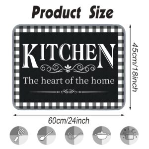 18 x 24 Inches Buffalo Plaid Dish Drying Mat Elegant Dishes Pad Kitchen Mat Absorbent Reversible Dish Drainer Rack Mats Absorbent Kitchen Is the Heart of the Home Dish Rack Pad (Plaid Style)