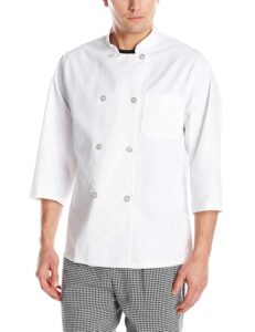 chef designs mens red kap® ¾ sleeve coat chefs jackets, white, medium us