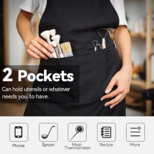 NLUS Aprons for Men, Chef Apron for Men Kitchen Cooking Aprons for Women With Pockets, Black Aprons with Pockets Water & Oil Resistant - 2 PACK