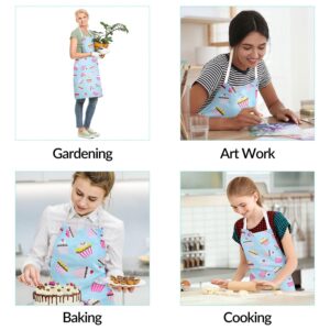 RosieLily Cupcake Apron for Women Cute Apron Cake Apron for Teen Girls Baking Apron Kitchen Apron for Cooking Gardening Grilling BBQ Blue Baking Gift for Baker Baking Supplies Teen Apron