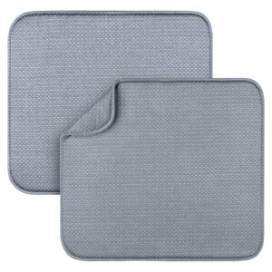 2 pack dish drying mats for kitchen, microfiber dish drying rack pad, kitchen counter mat - 18x16 inch
