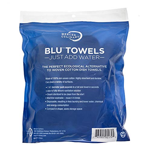 Mercer Culinary BLU Medium-Duty Compressed Foodservice Towel-50/Pack, 9-1/2 x 23-1/2, 50 Pack