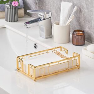 ADDFIT HOUSE Gold Guest Towel Holder Tray for Bathroom - Bathroom Napkin Holder with 2 Free Napkin Rings - Paper Hand Towel Holder - Elegant Disposable Dinner Napkin Holder for Table, Party, Kitchen