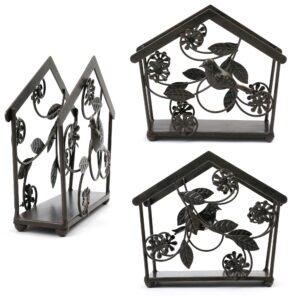 LotFancy Metal Napkin Holder, Upright Vintage Paper Tissue Dispenser Stand for Home, Kitchen, Tables, Indoor, Outdoor Yard, Bird & Flower Design