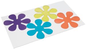 set of 4 70's flower pack (purple, yellow, orange, & aqua) magnet by magnet america is 13" x 7.75" made for vehicles and refrigerators