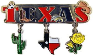 texas 3 charm souvenir magnet featuring the state of texas,cactus and a beautiful yellow flower