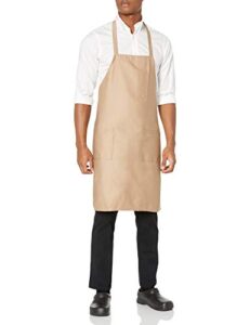 uncommon threads unisex bib apron 3 pockets, khaki, one size