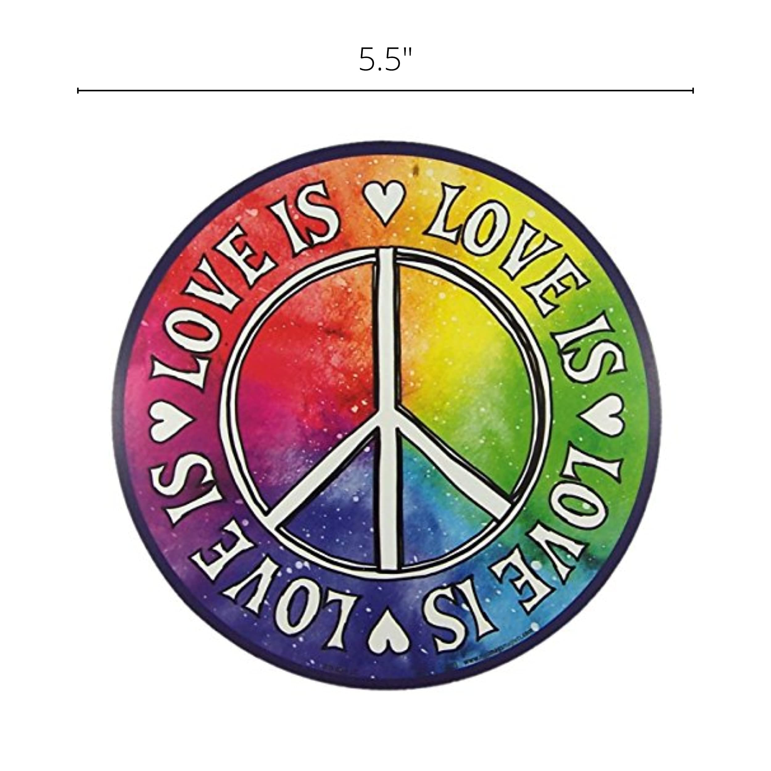 Inspirational Car Magnet Love is Love Peace Magnetic Decal for Locker or Fridge, 5 1/2 Inch