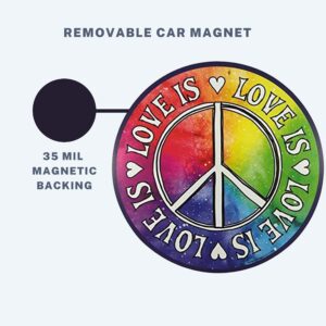 Inspirational Car Magnet Love is Love Peace Magnetic Decal for Locker or Fridge, 5 1/2 Inch