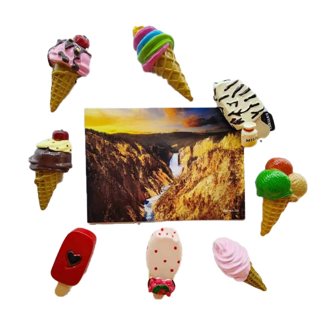 Miswee 8 pcs/Set 3D Resin Refrigerator Magnets Series Home Decor Fridge Magnetic Stickers Photo Office Message Kitchen Accessories (Ice Cream Series)