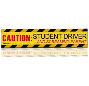 zento deals caution student driver and screaming parent car magnet funny new driver flexible magnet 12" x 3" (1 pack)