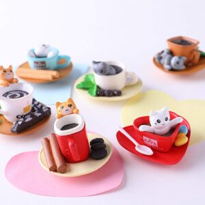 Cool Lemon Funny Cute Set of 6 3D Coffee Cats Strong Refrigerator Fridge Magnets Sticker, Kitchen Office Decoration for Whiteboard, Notes, Calendar, Notepad Gift for Kids Toddlers Adults Baby