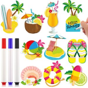 buryeah 16 pcs large summer magnets tropical beach car magnets set 10 beach magnetic refrigerator decoration cruise door magnets tropical palm tree magnetic with 6 paint pens