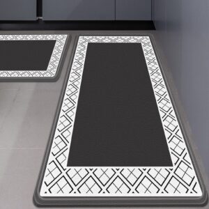fithome anti fatigue kitchen mat, 2pcs cushioned mats for kitchen floor/laundry room/office, waterproof comfort rugs at home (17.3'' x 47.2'' + 17.3'' x 29.5'')