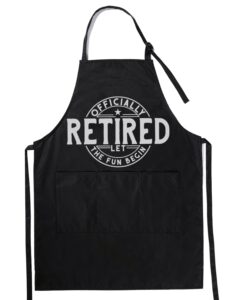 innobeta retirement gifts for women/men, retirement apron with pockets and adjustable neck strap, retired gifts - officially retired