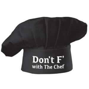 hyzrz funny chef hat - don't f with the chef - adjustable kitchen cooking hat for men & women (black)