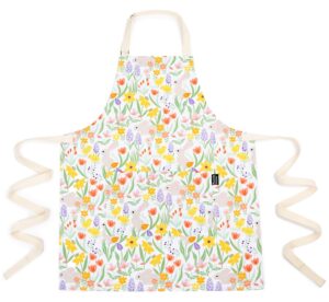 pookie home happy easter - premium aprons with pockets, designer kitchen aprons - oil/stain resistant - cooking aprons for women and men