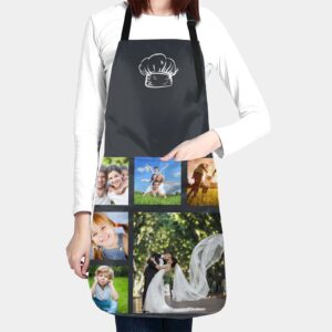 ROAWXKU Custom apron Personalized kitchen aprons for men women cute,BBQ cooking Chef Knives,Add your photo/text Unisex gift Black