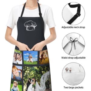 ROAWXKU Custom apron Personalized kitchen aprons for men women cute,BBQ cooking Chef Knives,Add your photo/text Unisex gift Black