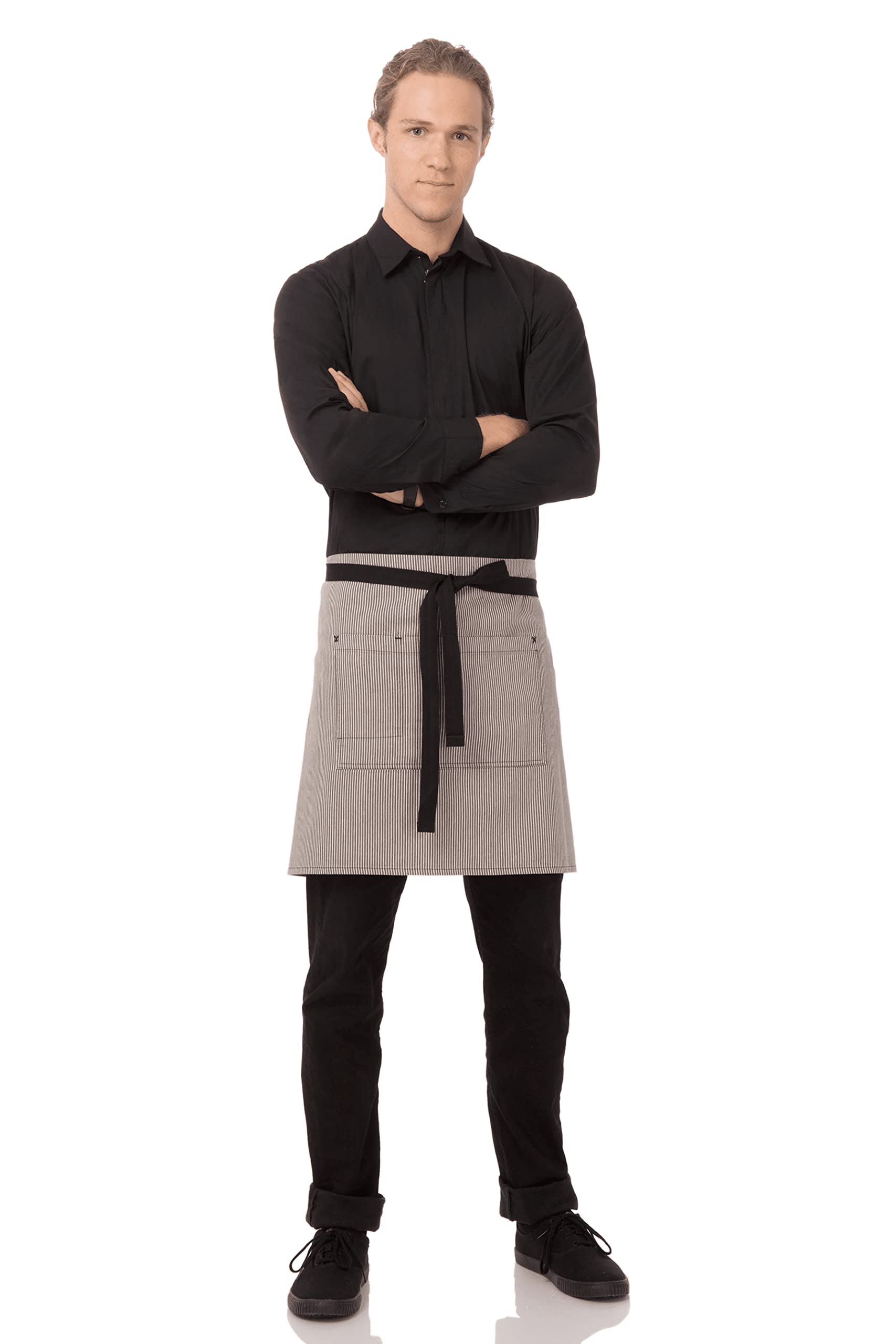 Chef Works Unisex Portland Half Bistro Apron, Black, One Size