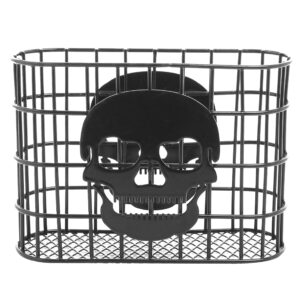 MyGift Black Metal Wire Napkin Holder with Skull Cut Out Design, Halloween Table Decor