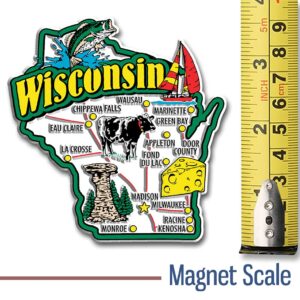Wisconsin Jumbo State Magnet by Classic Magnets, 3.4" x 3.5", Collectible Souvenirs Made in The USA