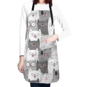 waldeal adjustable cooking kitchen apron for women men chef cute with 2 pockets
